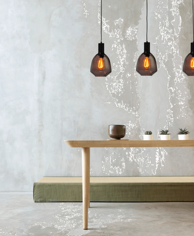 3-lichts hanglamp - zwart - Porto met Nicolette red glazen Masterlight 8718121269573