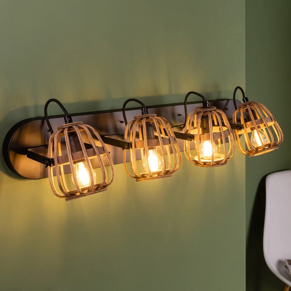 Rotan plafondlamp Nikka 4-lichts zwart Brilliant 4004353402227