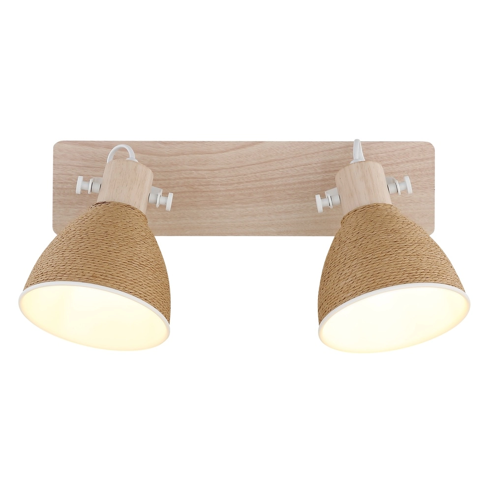 Plafondlamp Lyndon 2-lichts wit met rotan Globo 9007371583744