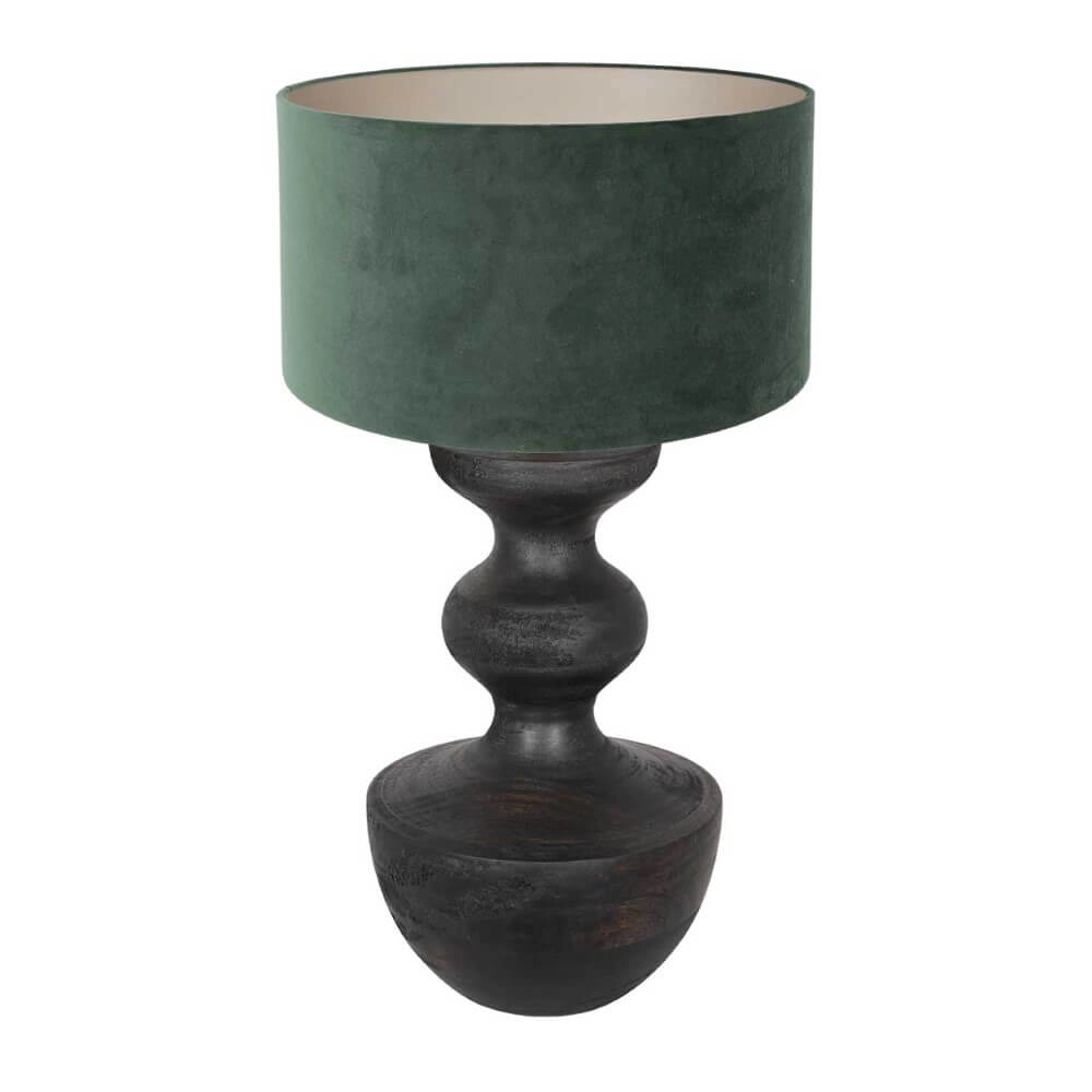 Landelijke schemerlamp Lyons S met groene velours kap Landelijke schemerlamp Lyons S met groene velours kap
