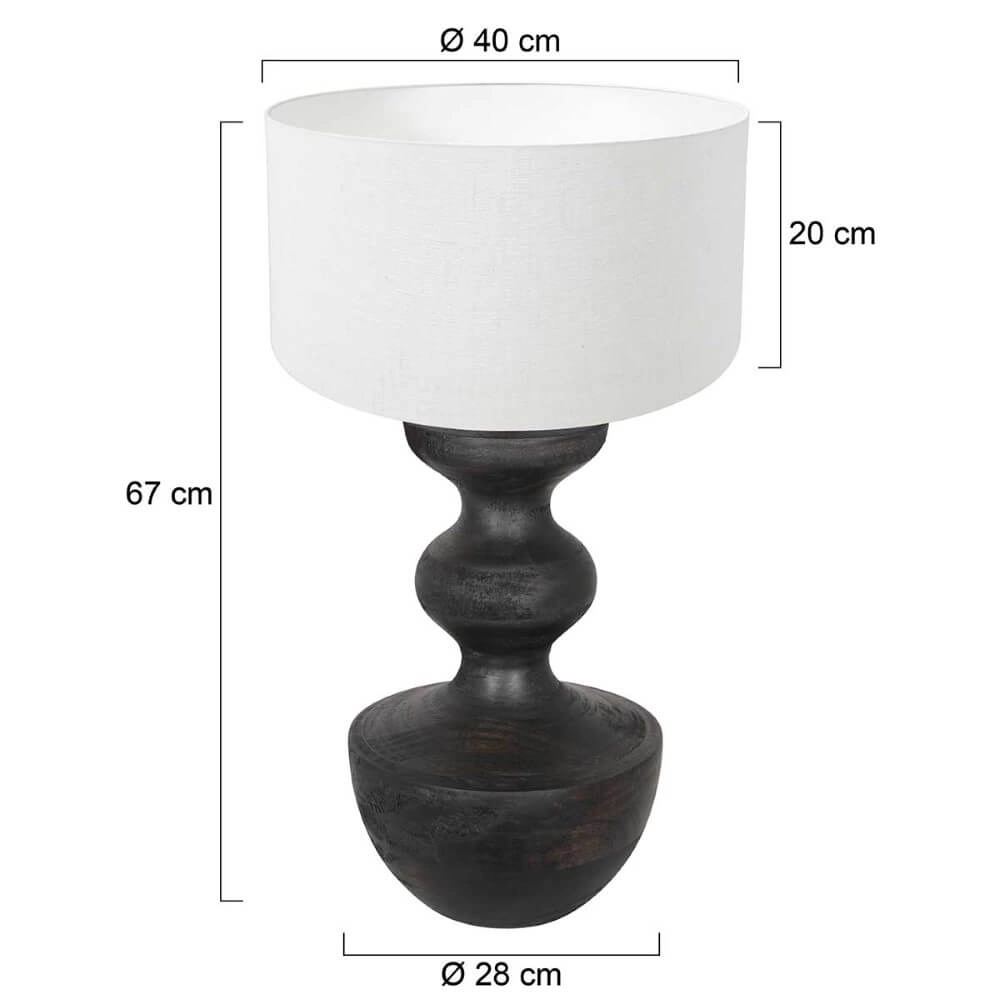 Landelijke schemerlamp Lyons S met witte linnen kap Steinhauer 8712746166699