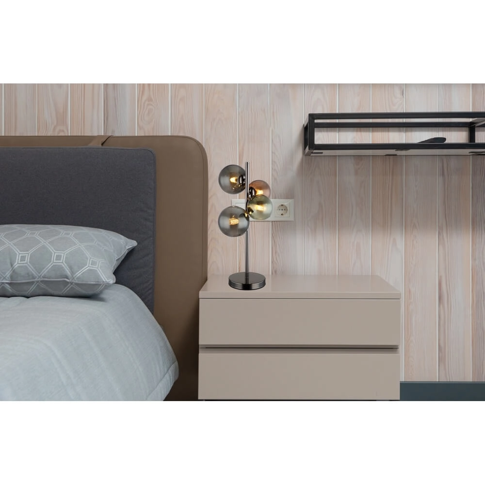 Zwarte tafellamp Riha gekleurd glas 4-lichts Globo 9007371456109