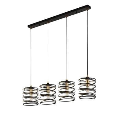 Hanglamp Spring 4-lichts zwart met goud Searchlight 5053423185736