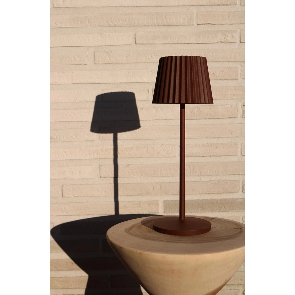 Oplaadbare tafellamp Justine roestbruin met oplaadstation Lucide 5411212272195
