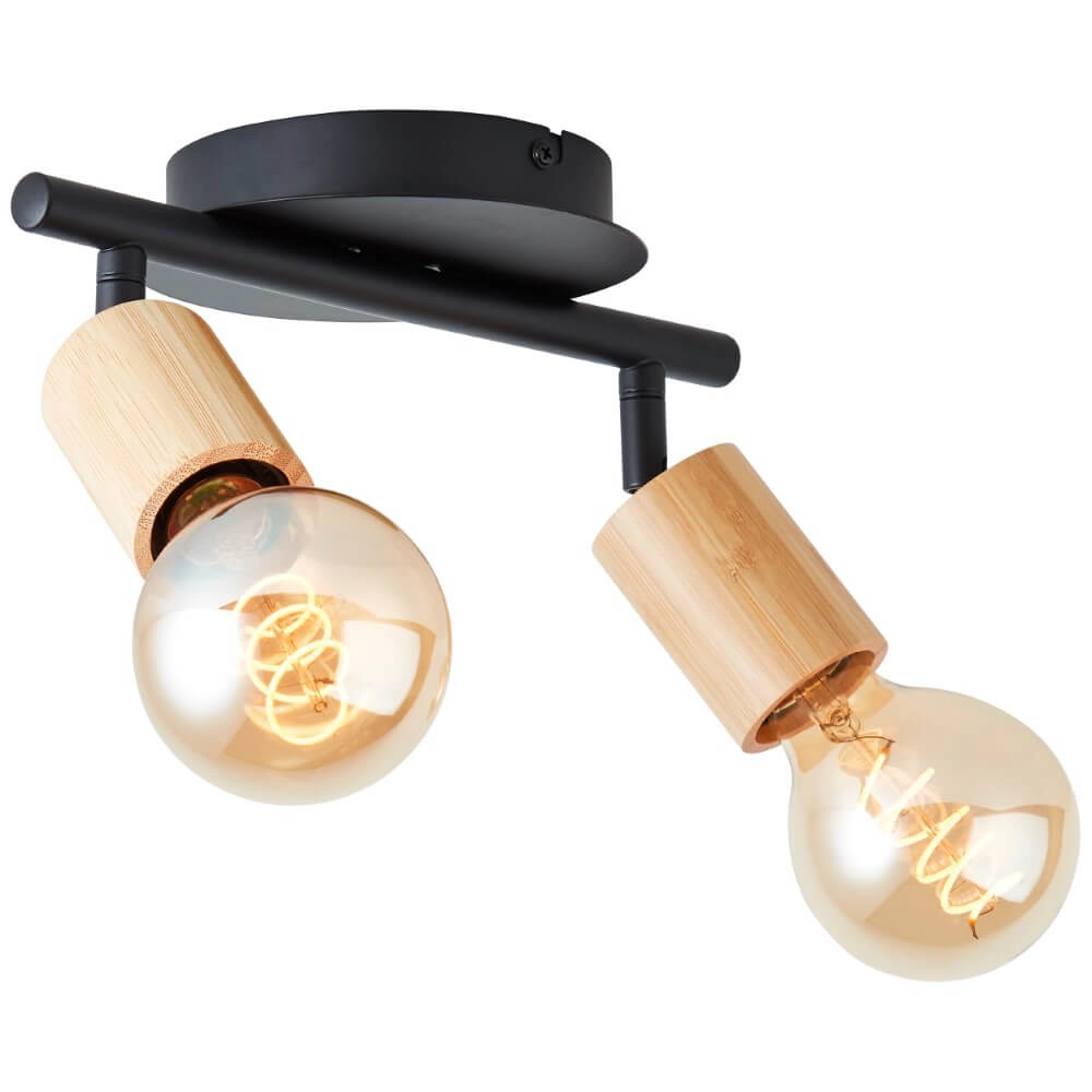 2-lichts plafondlamp Tiffany zwart met hout Brilliant 4004353406447