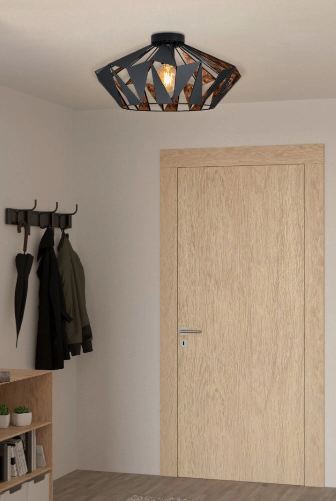 Plafondlamp Carlton 6 zwart/koper Ø 47cm Eglo 9002759433994