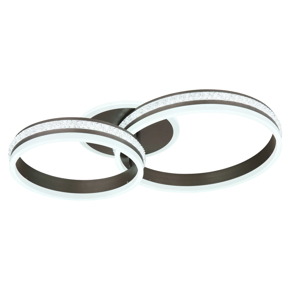 Design plafondlamp Grouni 2 ringen titanium geborsteld Globo 9007371452002