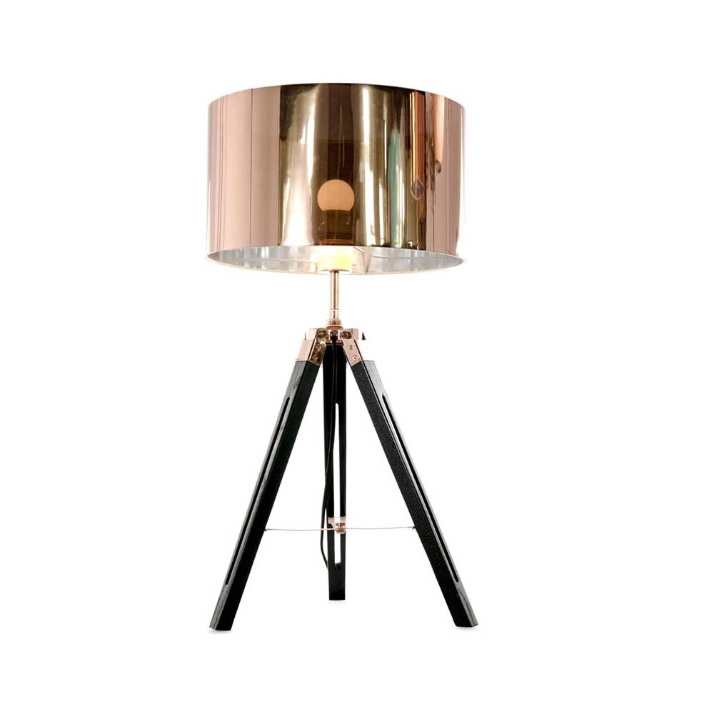 Tripod tafellamp Jewel 67cm zwart met roodkoper Tripod tafellamp Jewel 67cm zwart met roodkoper