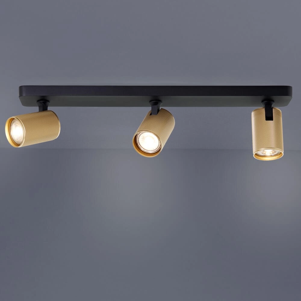 3-lichts opbouwspot Marty zwart met goud Brilliant 4004353424410