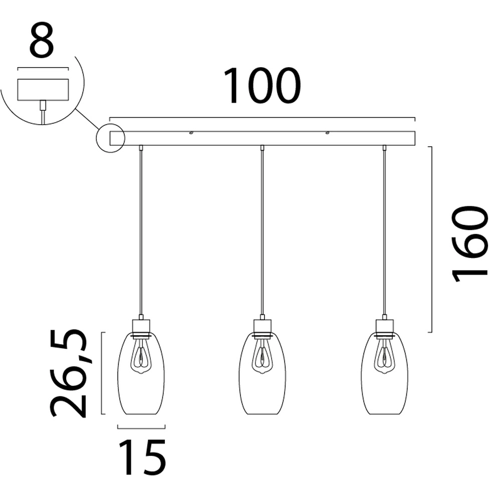 Glazen hanglamp Olive 3x Ø 15cm - zand Masterlight 8718121393988
