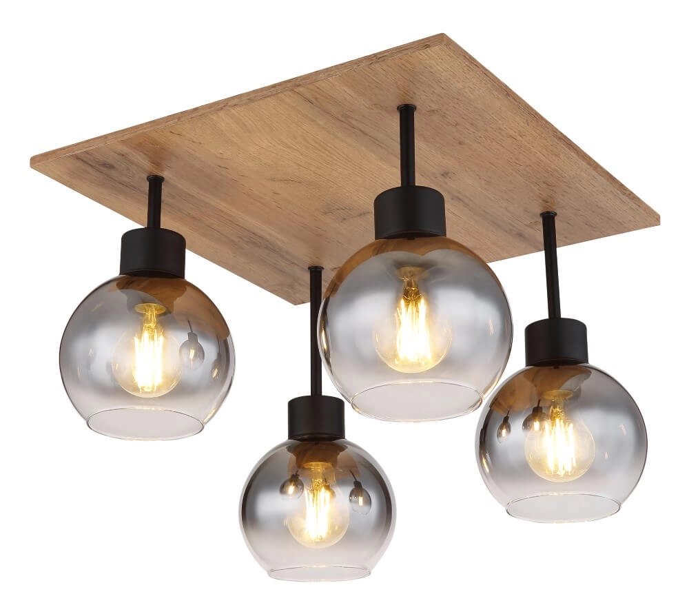 Landelijke plafondlamp Moitas 4-lichts vierkant Landelijke plafondlamp Moitas 4-lichts vierkant