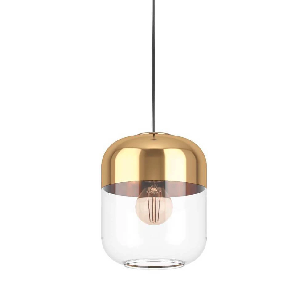 Gouden hanglamp Maryvilla met glazen kap Gouden hanglamp Maryvilla met glazen kap