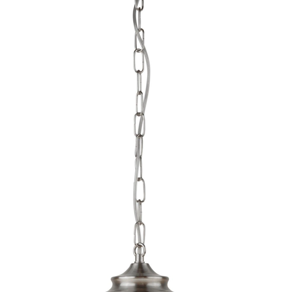Hanglamp School House Ø 30cm mat zilver met wit Searchlight 5053423137605