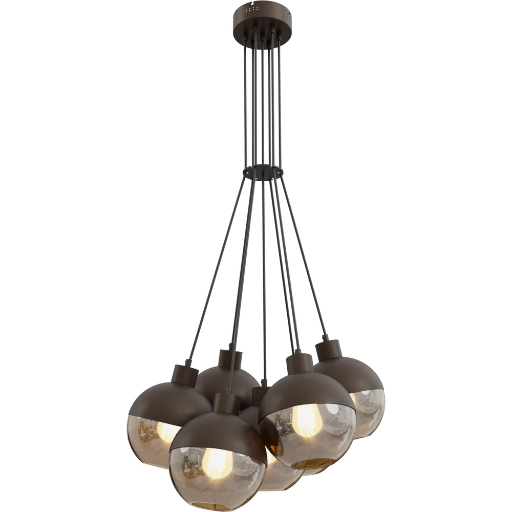 7-lichts hanglamp Opera cacao