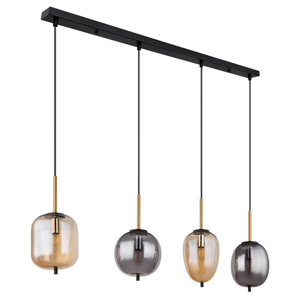 Hanglamp Blacky amber en smoke glas 4-lichts Globo 9007371431717