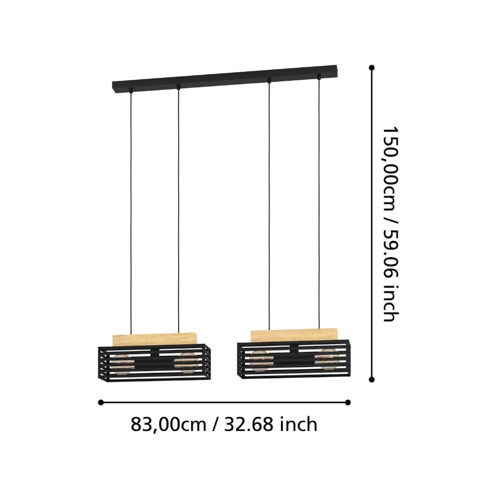 Hanglamp Cidraz vierkant met hout Stars of Light 9008606242740