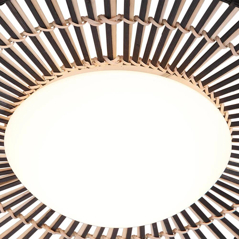 Plafondlamp Aura zwart met bamboe Steinhauer 8712746174144