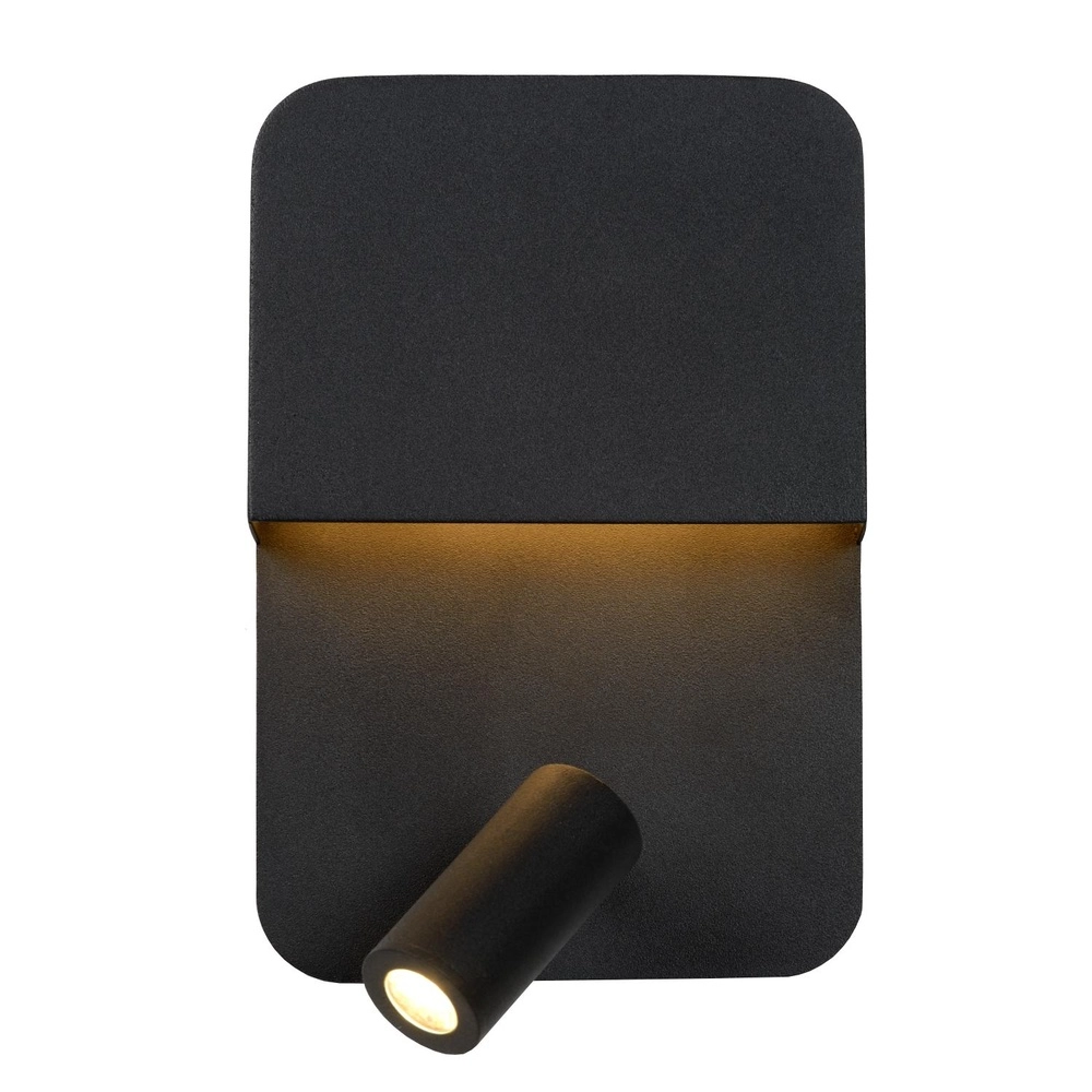 Bedlampje Boxer zwart met USB oplaadpunt Lucide 5411212791535
