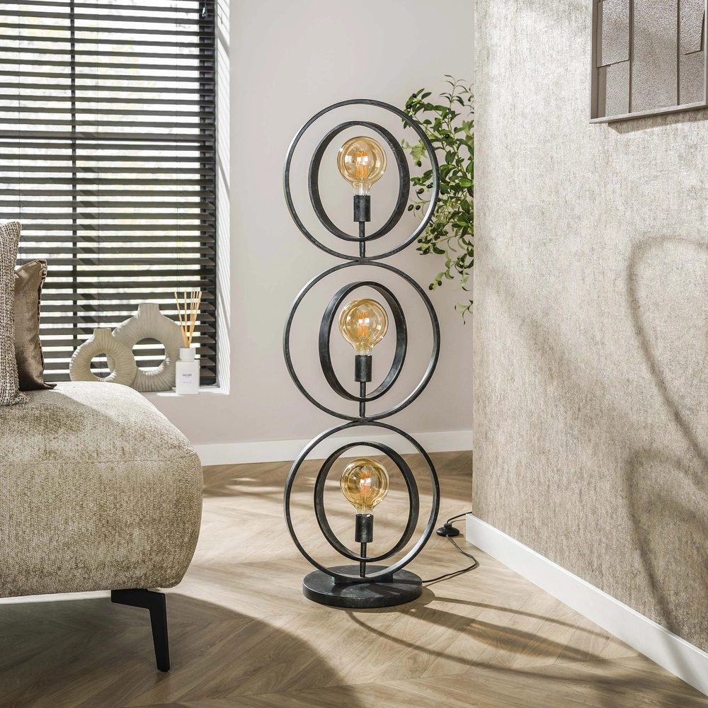 3-lichts charcoal vloerlamp Turn E27 - Ø 40cm Lyora 8716803513082
