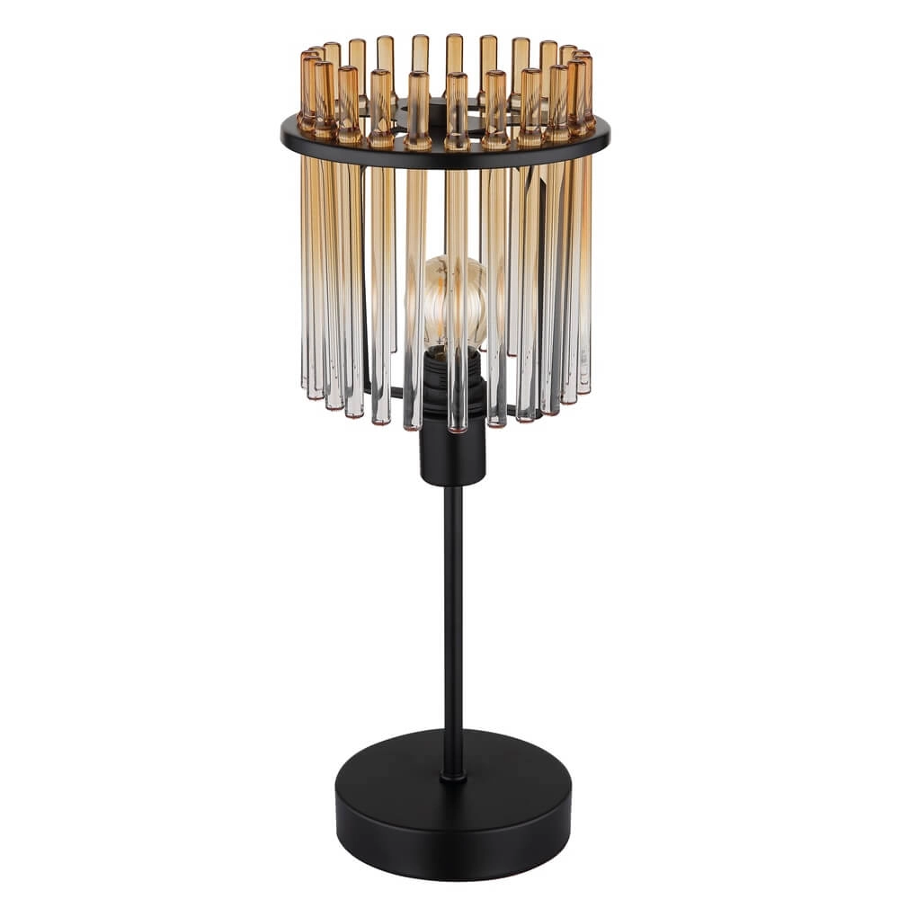 Zwarte tafellamp Gorley met amberglas Ø 15cm Globo 9007371474981