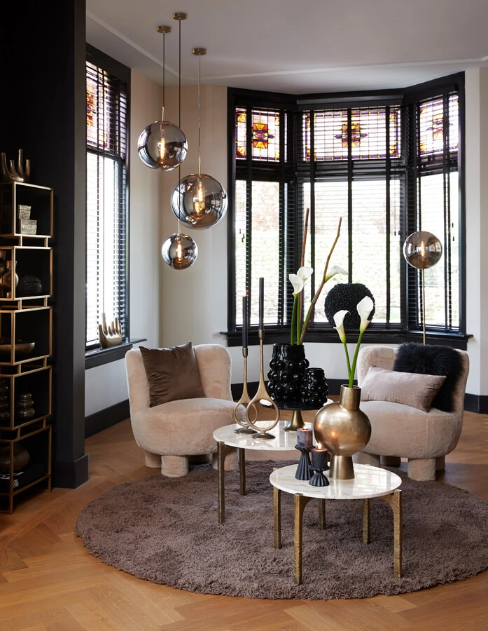 Gouden vloerlamp Medina met smoke glas Light & Living 8717807696979