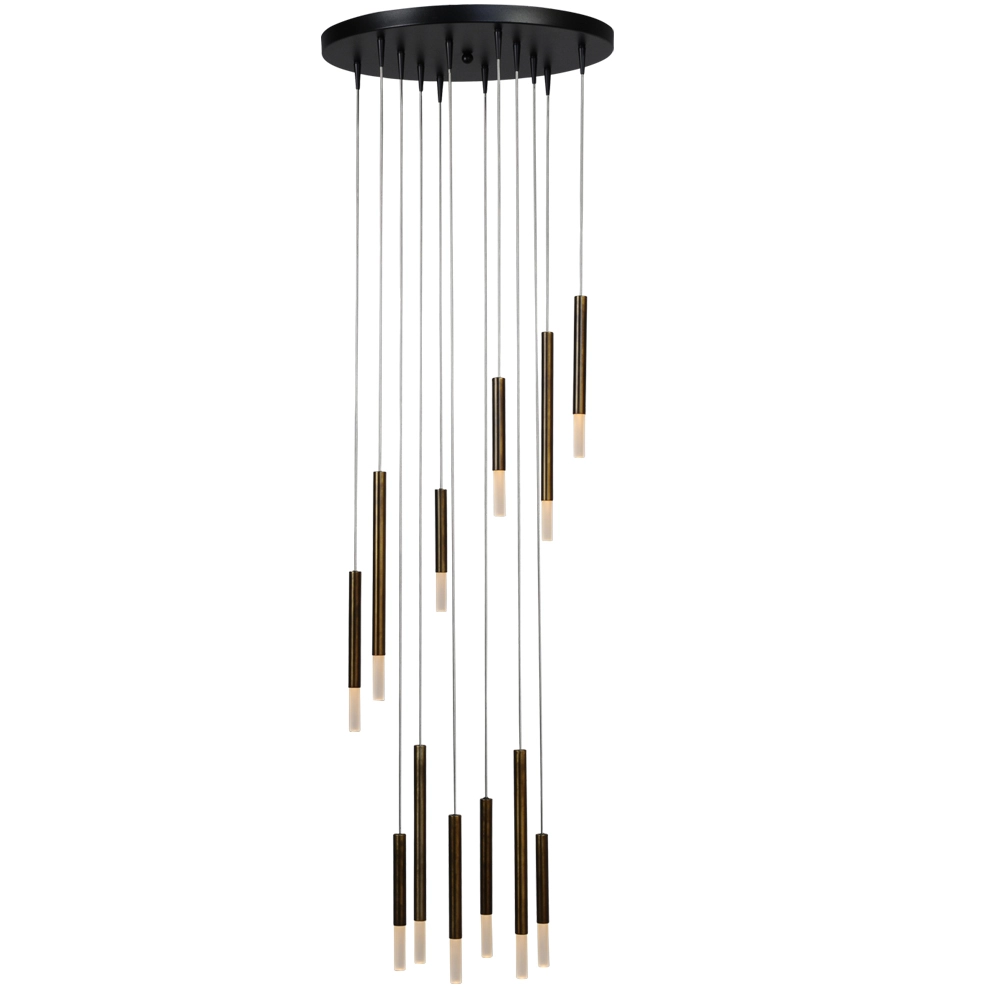 Zwarte vide hanglamp Flute 12-lichts design cilinders