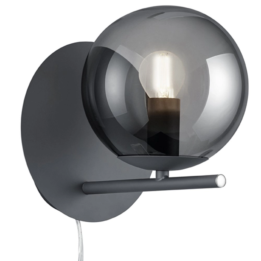 Muurlamp Pure antraciet met smoke glas Muurlamp Pure antraciet met smoke glas