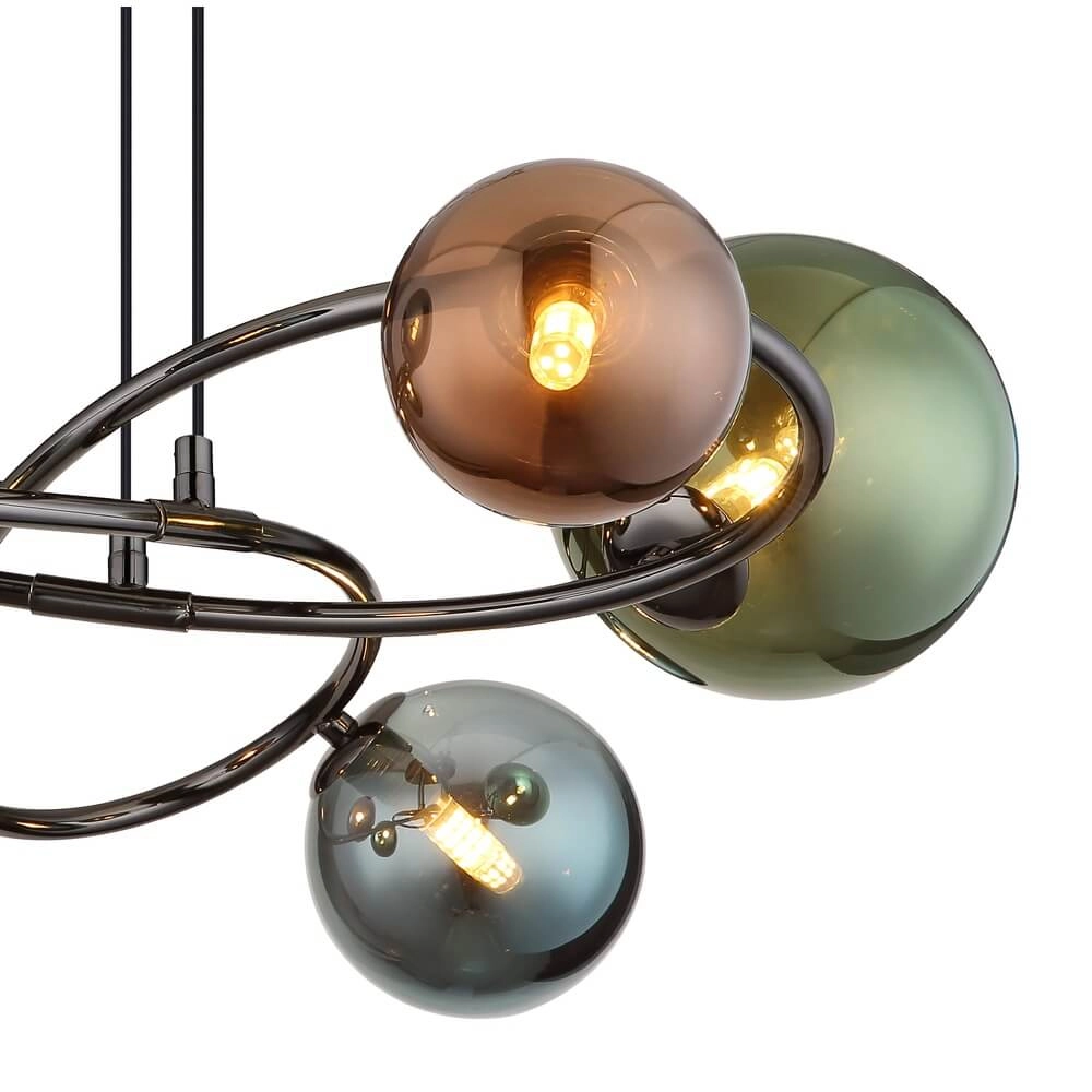 Zwarte hanglamp Riha gekleurd glas 6-lichts Globo 9007371447114