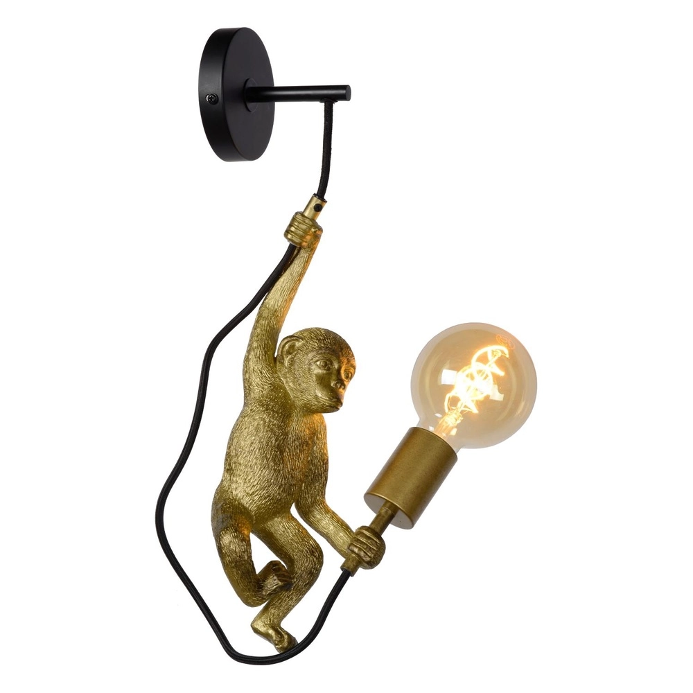 Wandlamp Extravaganza Chimp aapje zwart met goud Lucide 5411212105608
