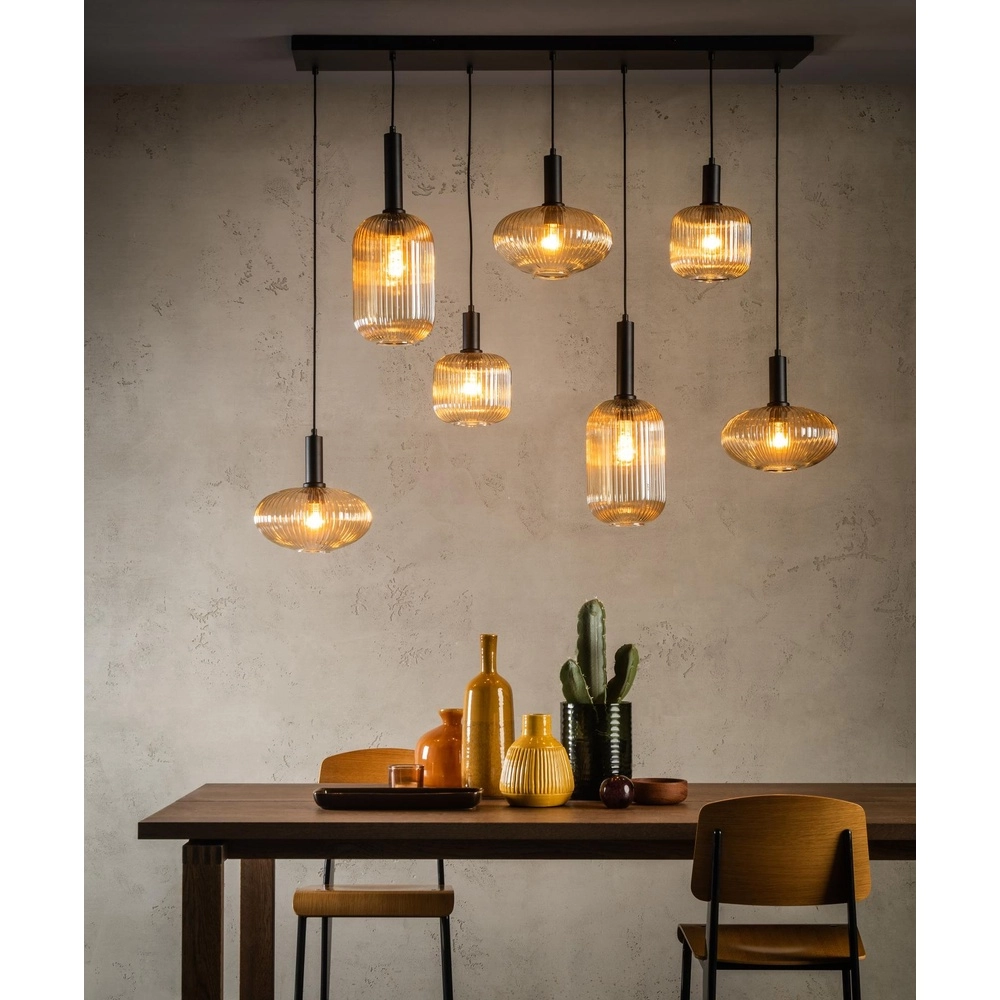 Hanglamp Maloto 7-lichts met amber glas Lucide 5411212451569