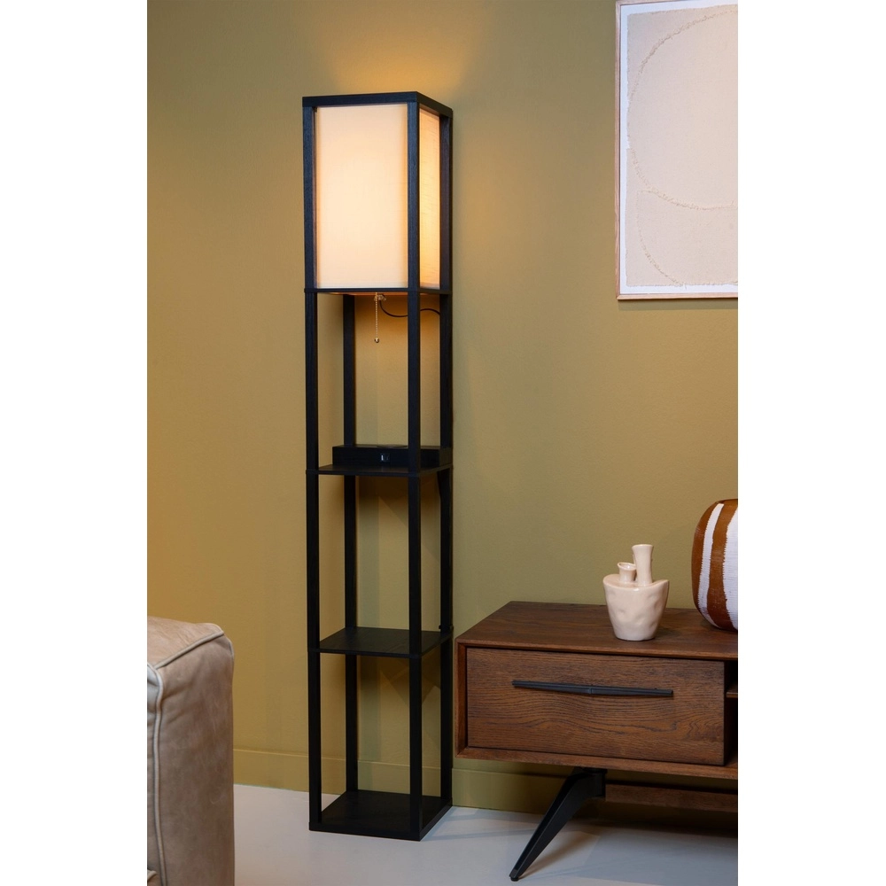 Vloerlamp Menno met draadloos oplaadpaneel zwart Lucide 5411212441607