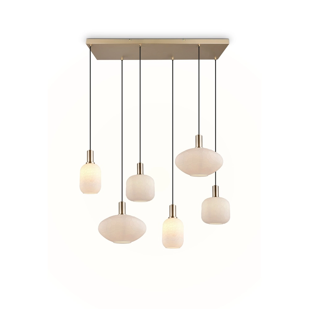 6-lichts hanglamp Emelie goud met wit glas Trio 4017807724332