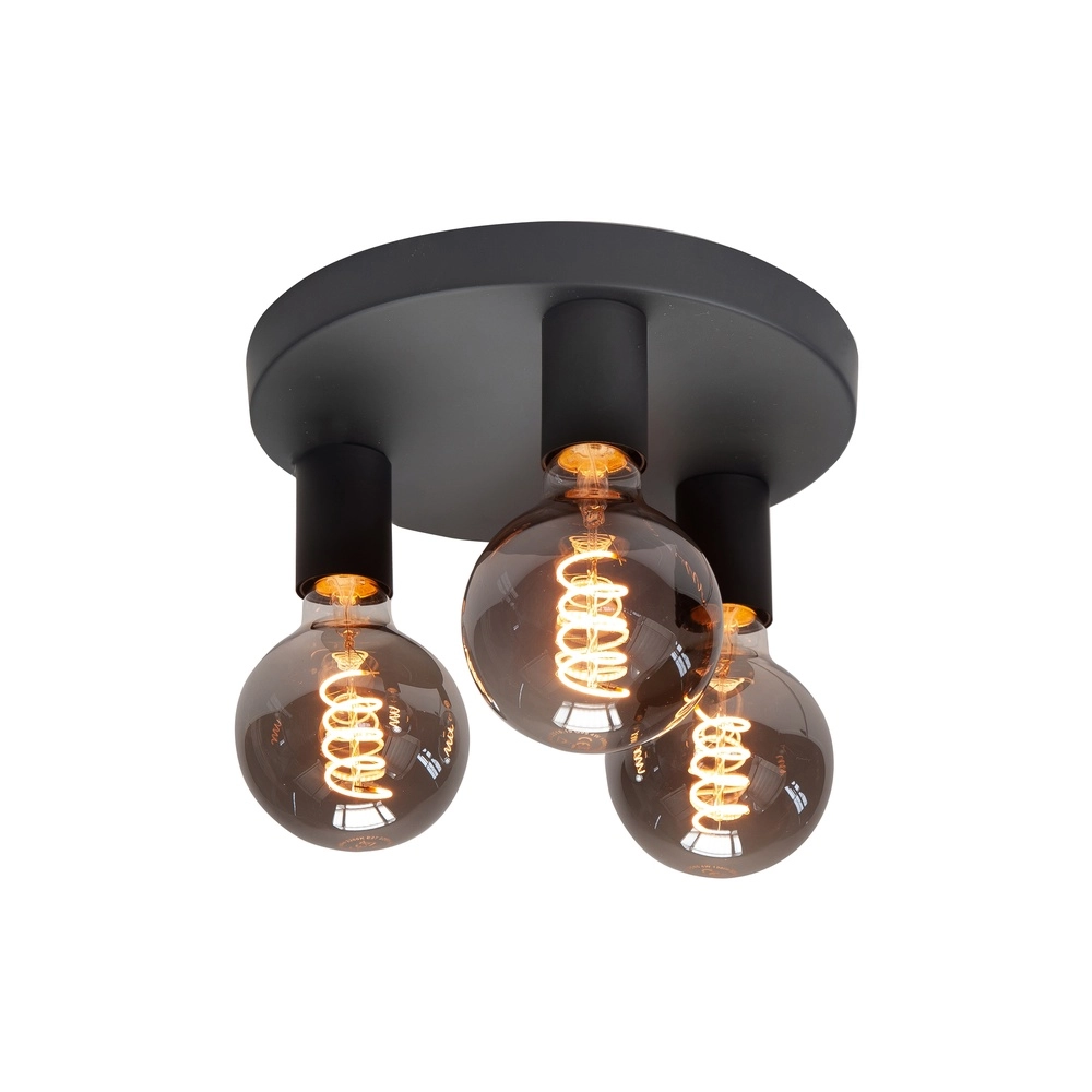 3-lichts plafondlamp Basic zwart Ø 25cm