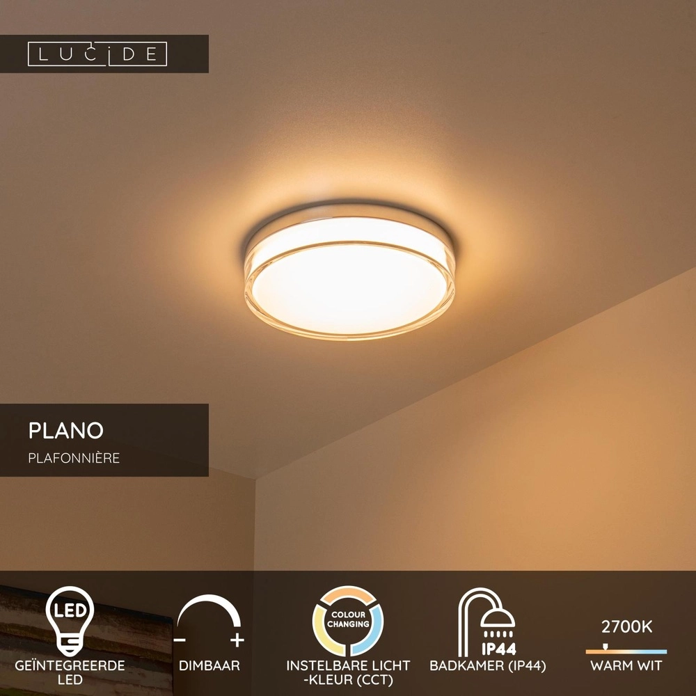 Plafonniere Plano Ø 28cm chroom Lucide 5411212782939