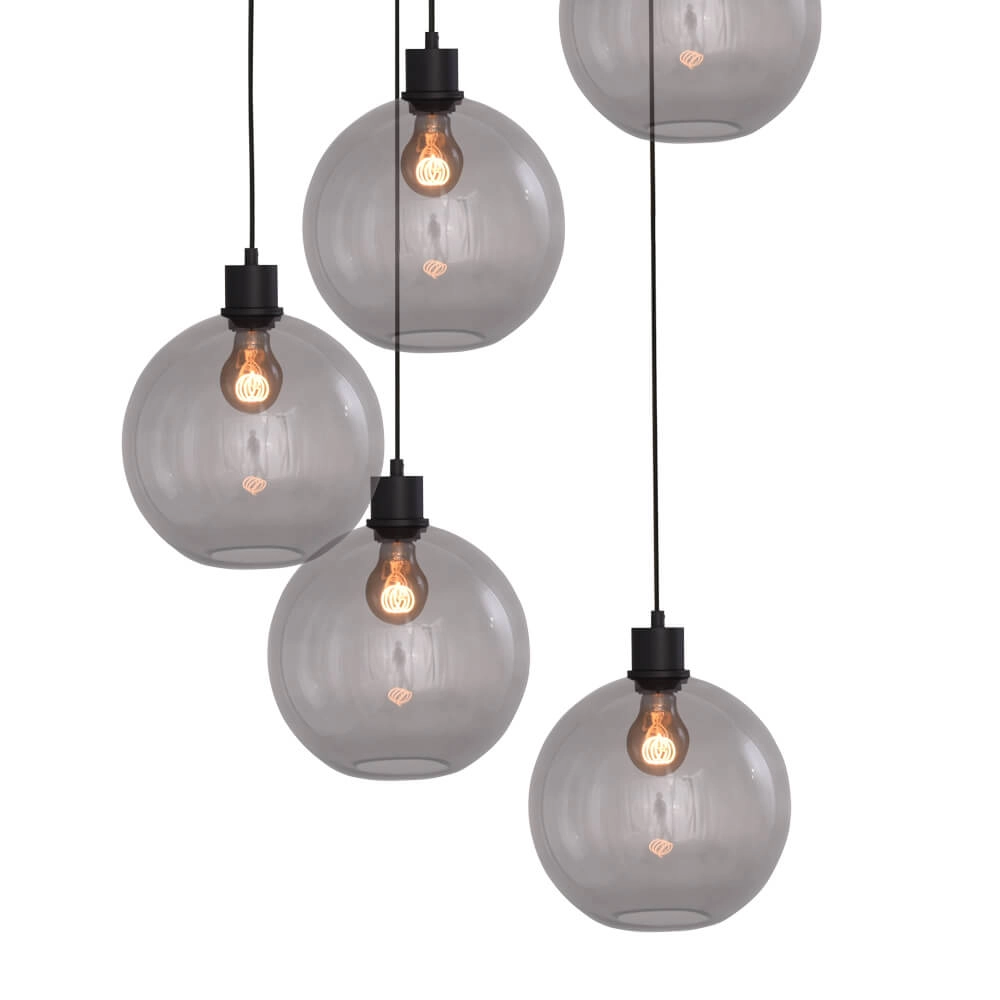 Vide hanglamp Lazise 5x Ø 20cm zwart Masterlight 8718121303574
