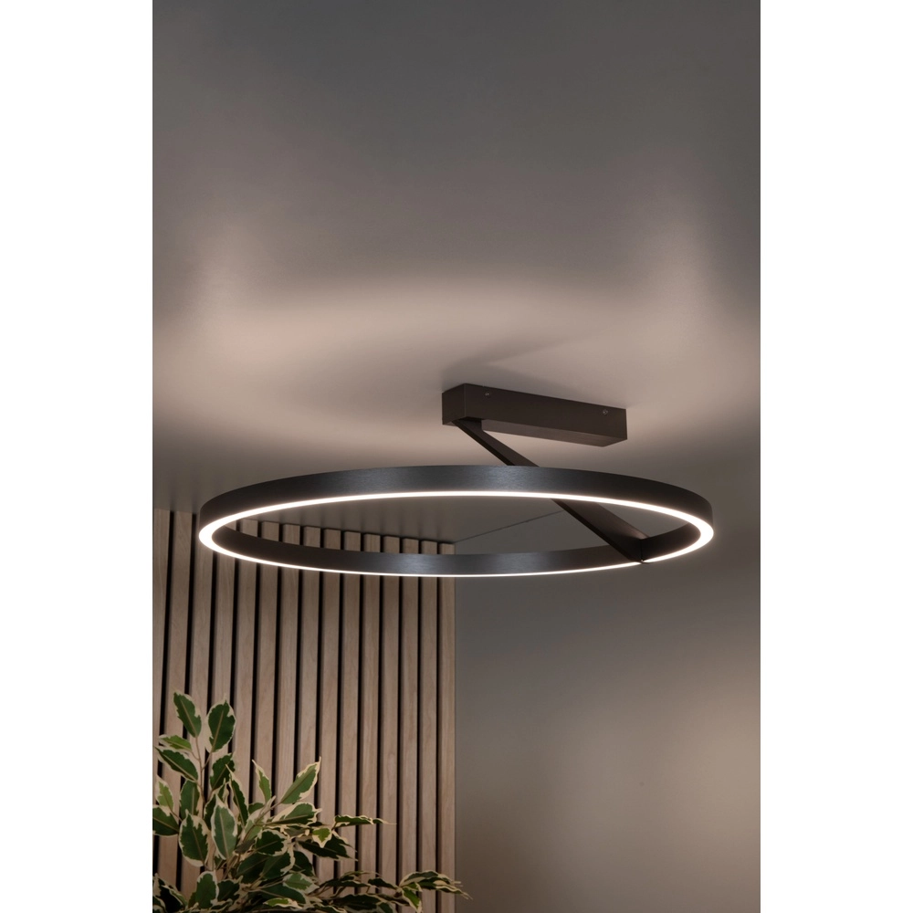 Design plafondlamp Applause Ø 60cm - geborsteld staal - met afstandsbediening Premium by Lucide 5411212221803