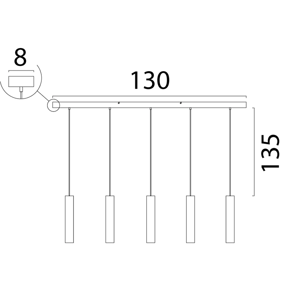 Eetkamer hanglamp Run 5 nikkel matte pendels Masterlight 8718121215822