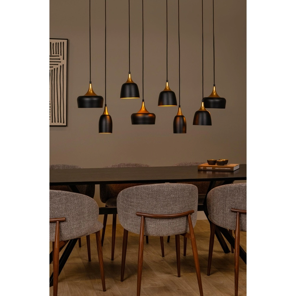 8-lichts hanglamp Chayanne design zwart met goud Lucide 5411212051554