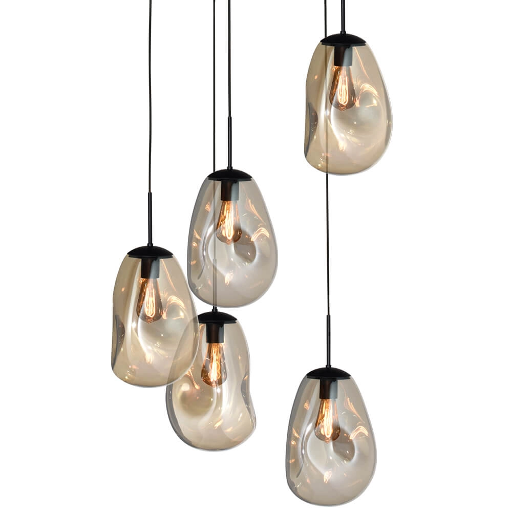 Vide hanglamp Lava 5x goud glas Ø 22,5cm Masterlight 8718121286556