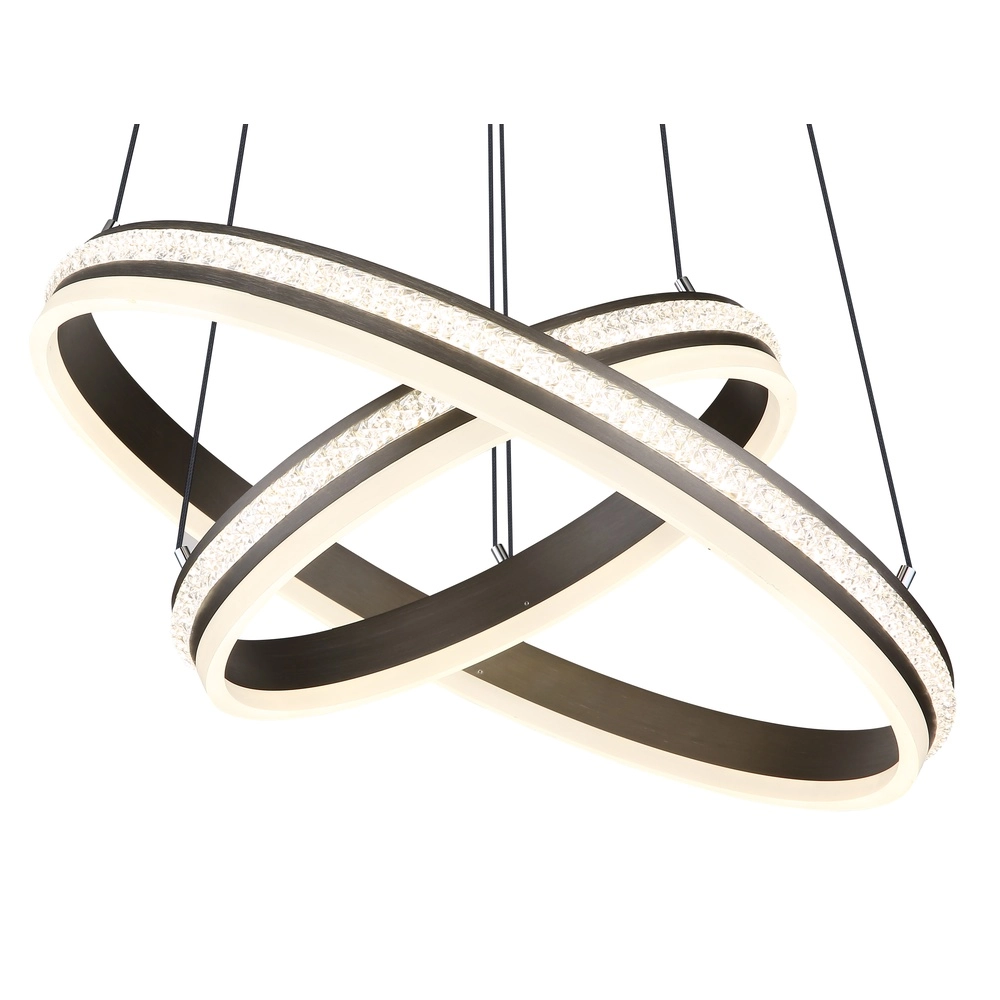 Design hanglamp Grouni 2 ringen titanium geborsteld Globo 9007371454990