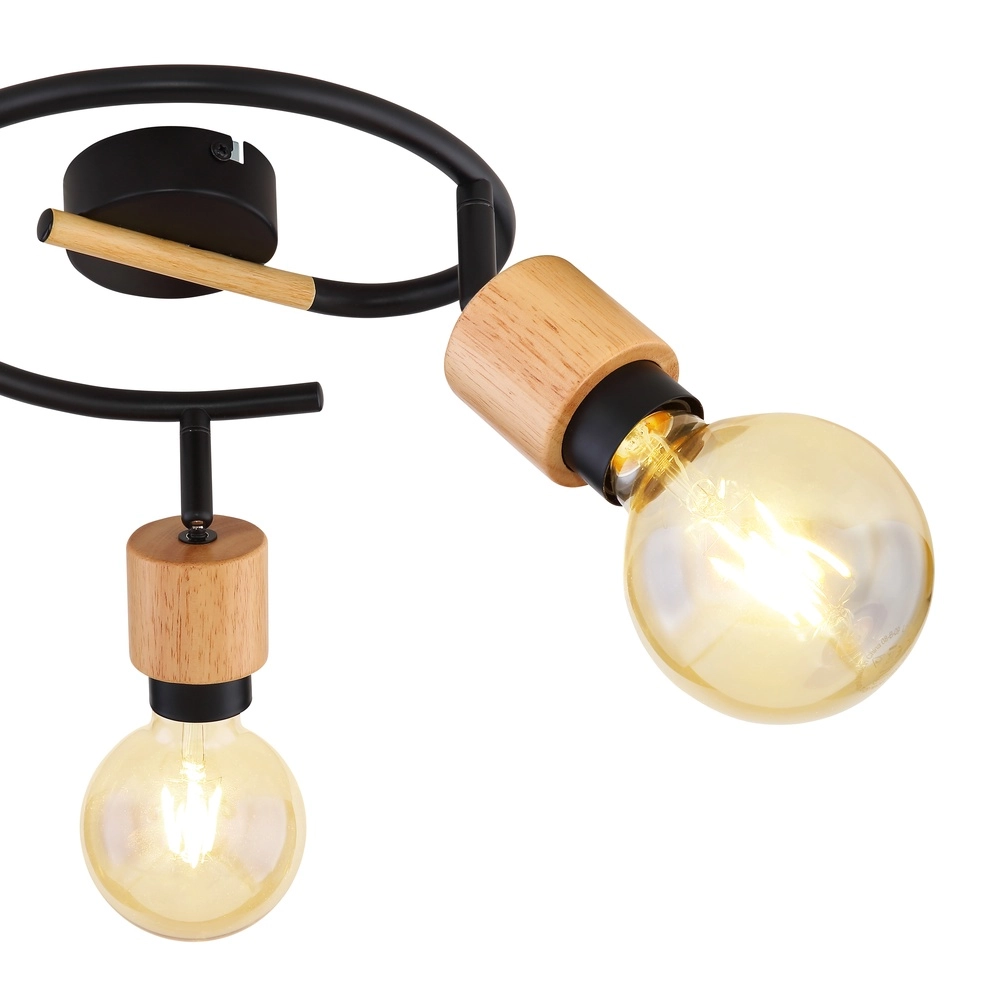 Plafondlamp Jorna 3-lichts zwart met hout Globo 9007371405282