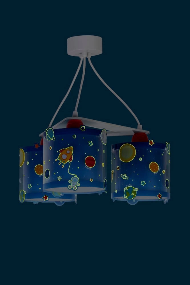 Kinderkamer hanglamp Planets 3-lichts blauw Dalber 8420406413440