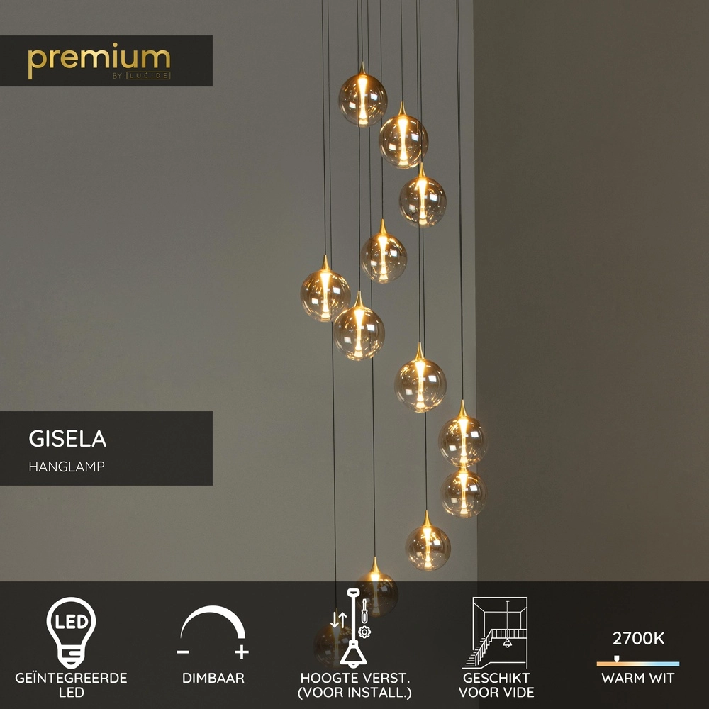 Design led hanglamp Gisela fading - 12x Ø 16cm Premium by Lucide 5411212134851