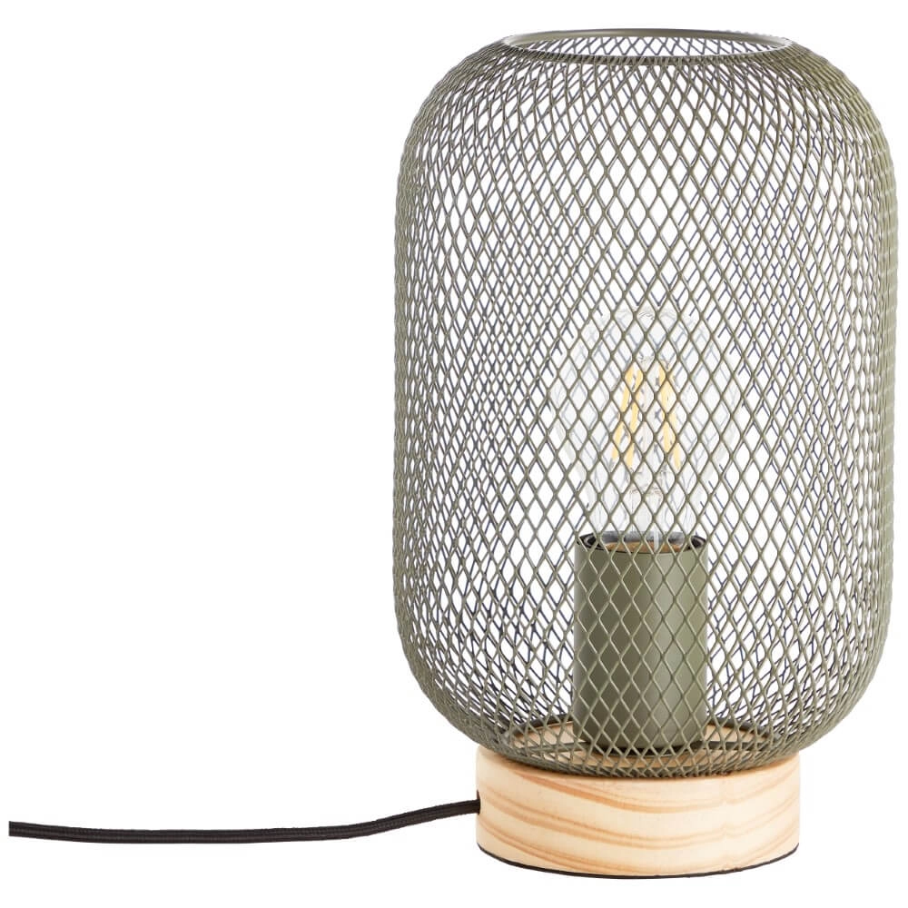 Groene tafellamp Giada met hout Brilliant 4004353354199