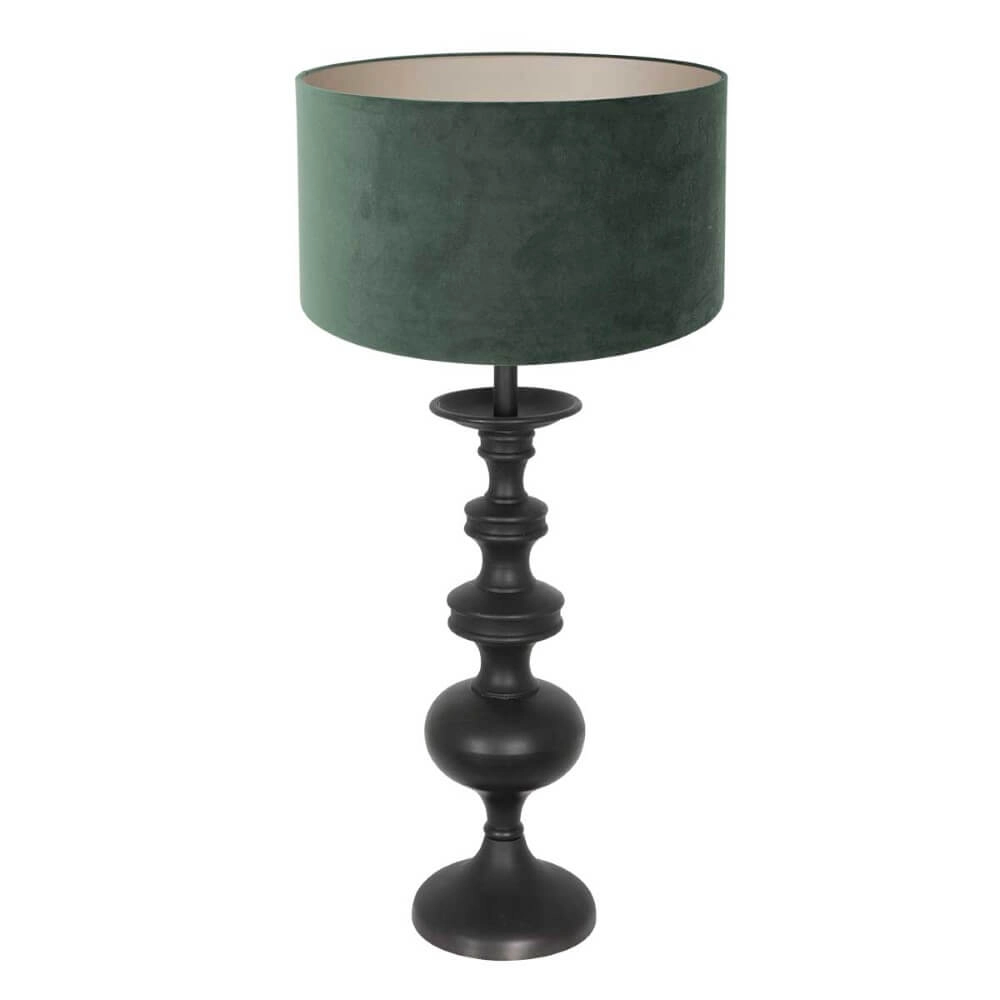 Klassieke schemerlamp Lyons C met groene velours kap Klassieke schemerlamp Lyons C met groene velours kap
