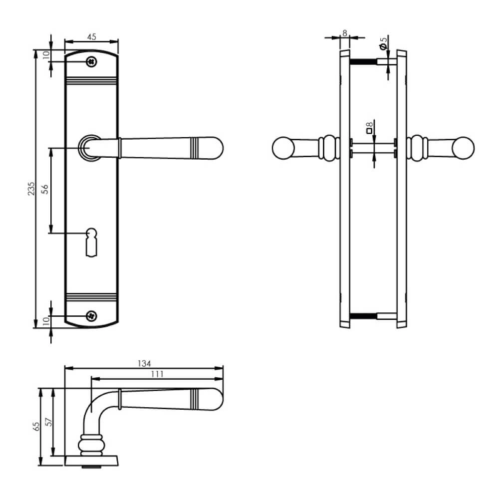 Deurklink Helena sleutelgat 56mm chroom Intersteel 8714186499016