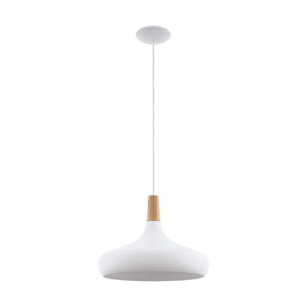 Moderne hanglamp Sabinar 40cm wit met houtbruin Eglo 9008606299997