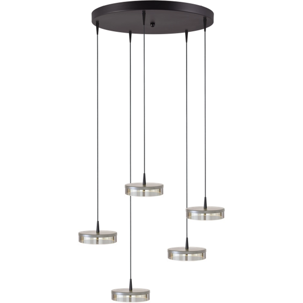 5-lichts hanglamp Imperia Ø 50cm zwart met nikkel