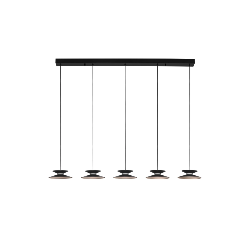 Design hanglamp Morfi recht 5-lichts zwart Lyora 5212017458490