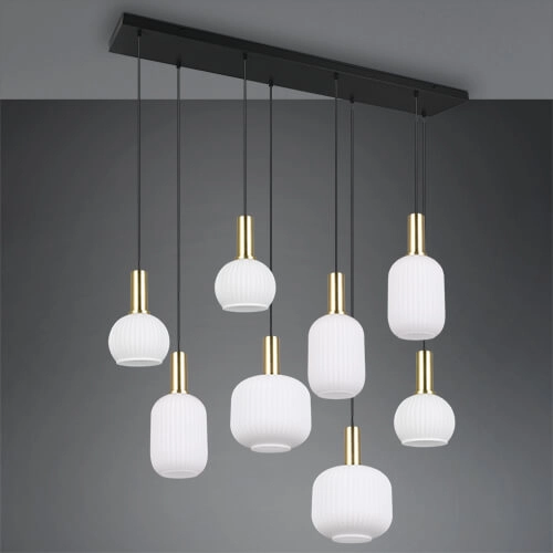 Eetkamer hanglamp Diva 8-lichts - wit glas Trio 4017807614527
